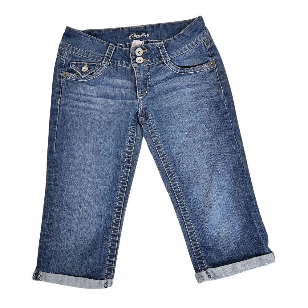 Candie's Girls Cuffed Capri Jeans Blue Size 3 Casual Low Rise Denim